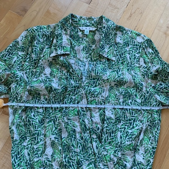 EUC Cabi Green Floral Leaf Faux Wrap Print Dress XS Style 208 - Picture 7 of 8